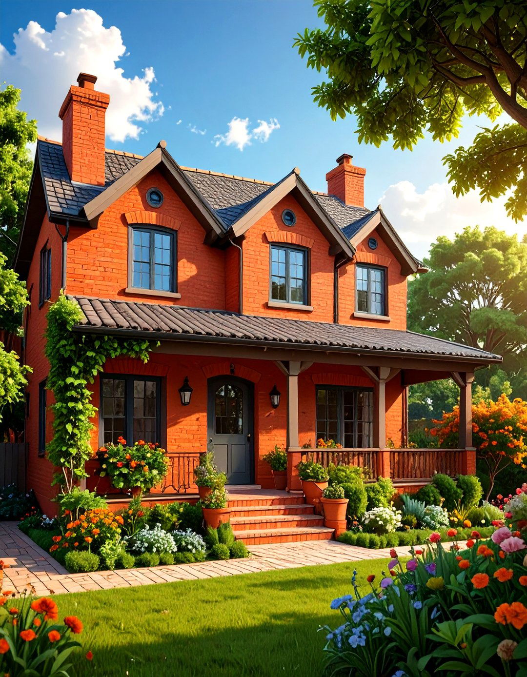Earthy Terracotta Painted Brick House - 25 painted brick houses