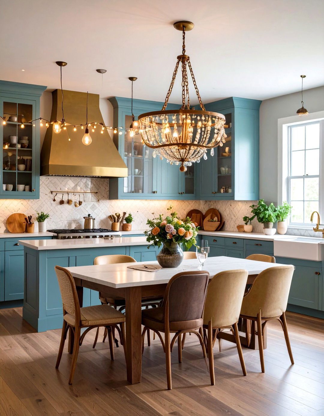 Eclectic Lighting Mix Illuminates the Boho Kitchen - 25 boho kitchen ideas