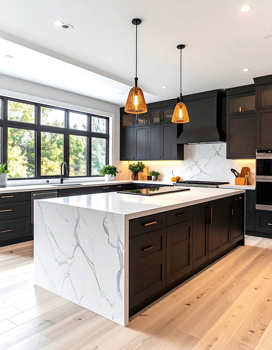 Eco Friendly Black Bamboo Cabinets with White Paper Composite Counters - 25 black kitchen cabinets with white countertops