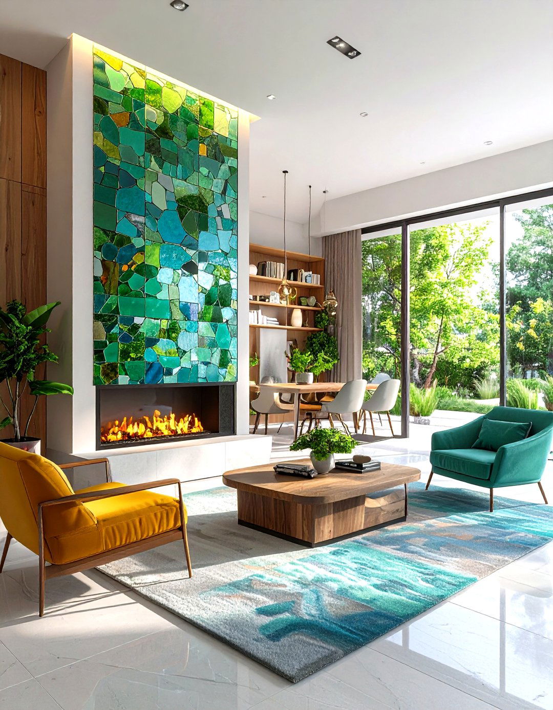 Eco Friendly Recycled Glass Fireplace Backsplash Shines Sustainably - 25 fireplace backsplash ideas