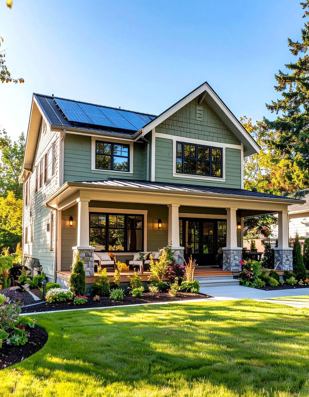Eco Smart Upgrade Olive Fiber Cement and Solar Shades - 25 olive green house exterior ideas