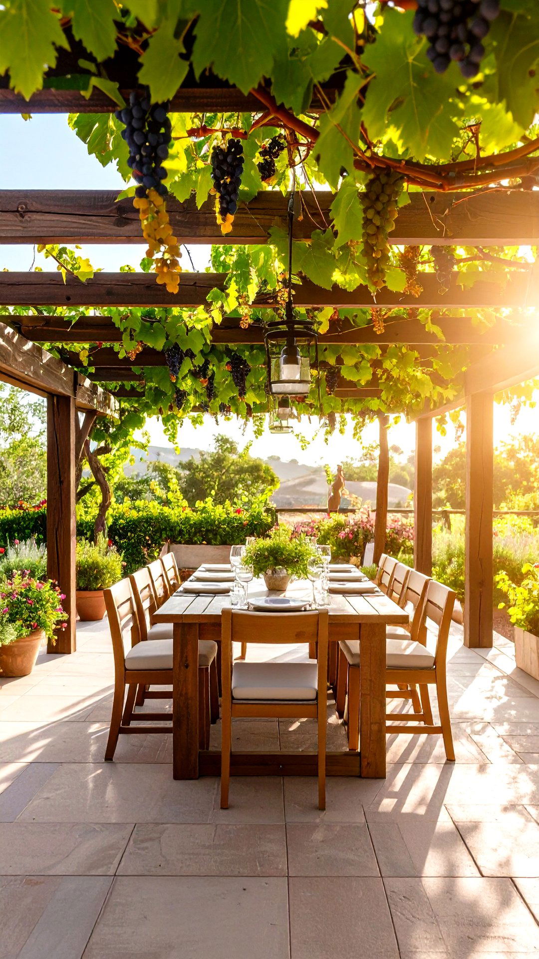 Edible Grape Vine Canopy for Living Green Roof - 25 greek garden ideas