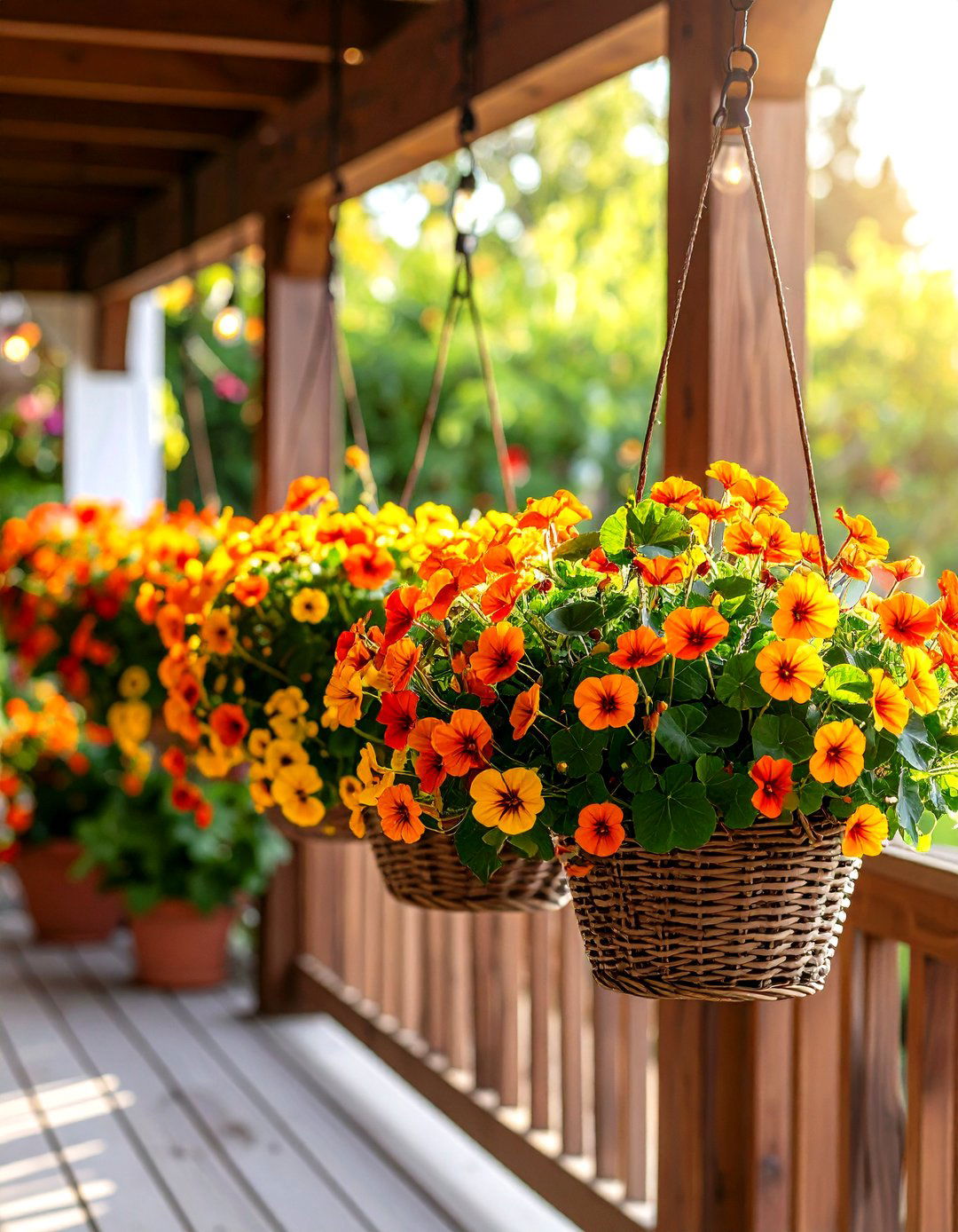 Edible Nasturtiums Trail Brilliantly Over Pot Edges - 25 outdoor plants for patio