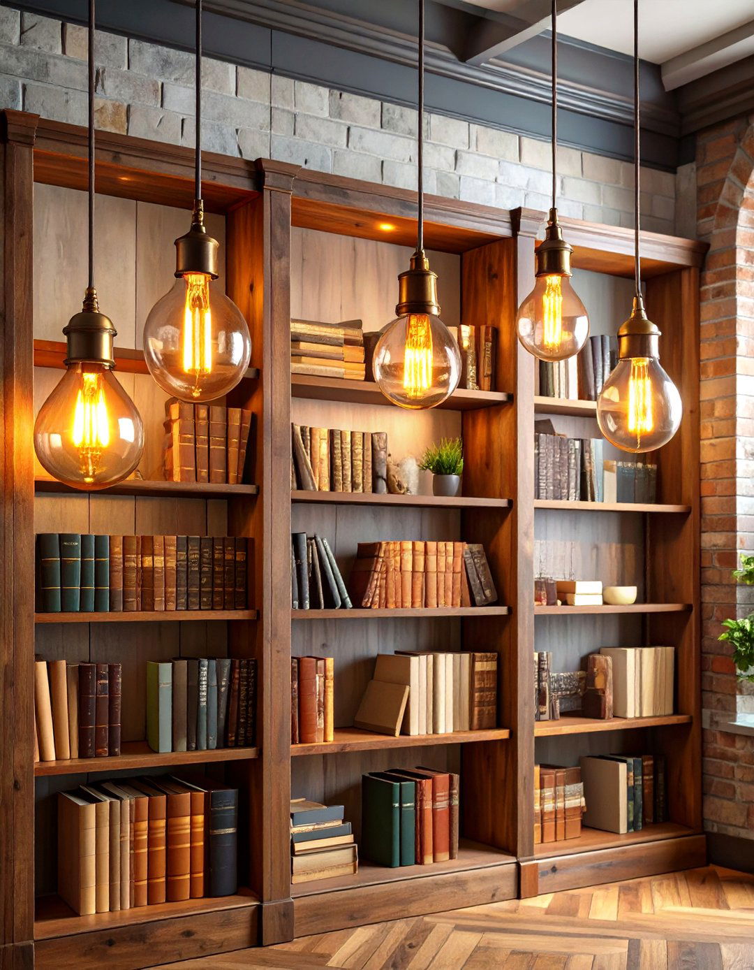 Edison Bulb Sconces Complement Bookshelf Lighting with Vintage Charm - 25 bookshelf lighting ideas