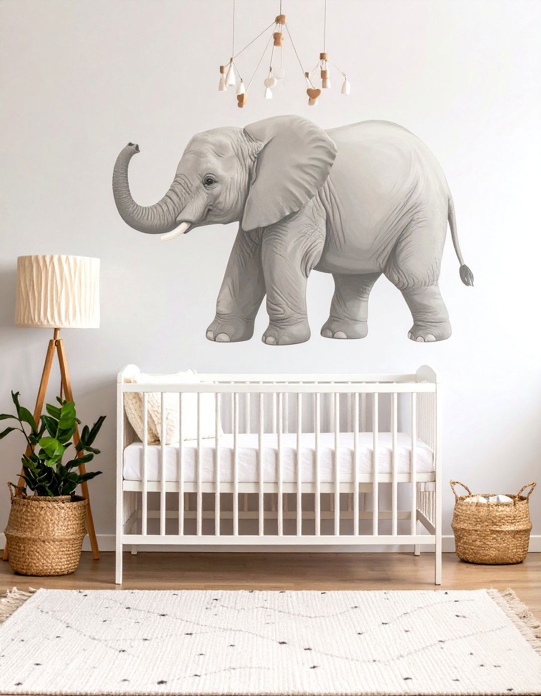 Elephant Nursery with Mural Feature Wall - 25 elephant nursery ideas