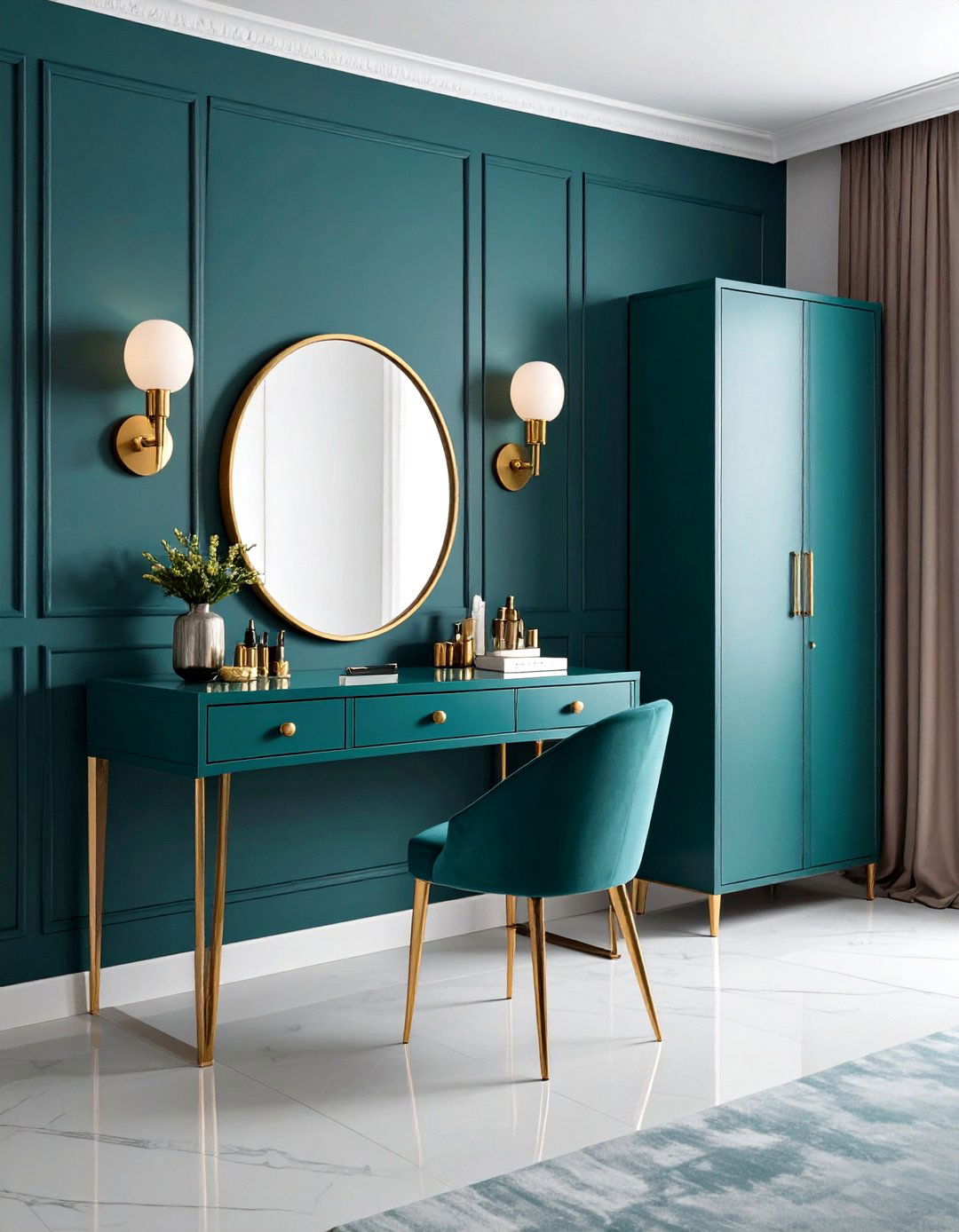 Emerald and Gold Desk Vanity Hybrid - 25 emerald green and gold bedroom ideas