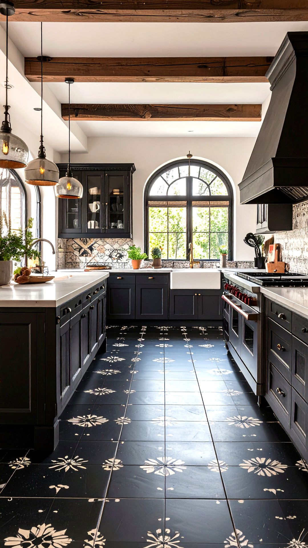 Encaustic Cement Storyboard - 25 black floor kitchen ideas
