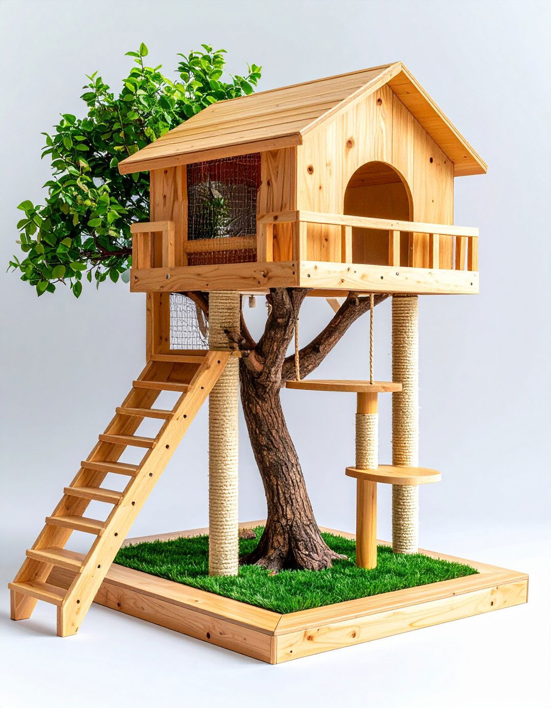 Enclosure Integrated Catio Climber Tree - 25 outdoor cat tree ideas