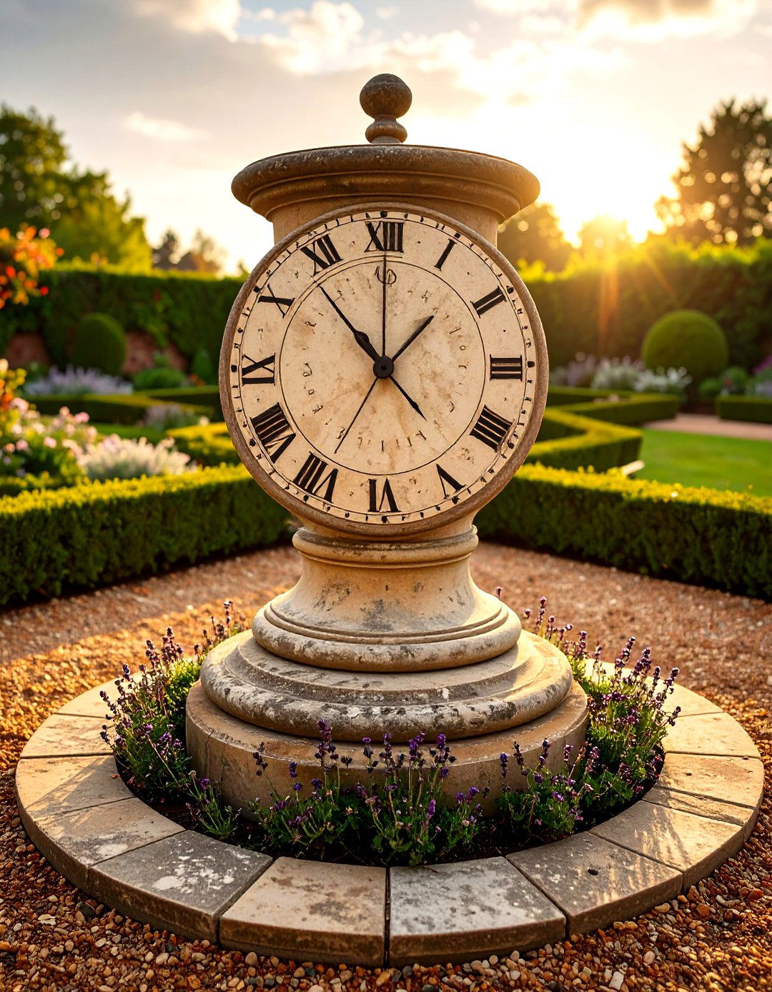 English Garden Sundial or Statue Centrepiece - 25 english garden ideas
