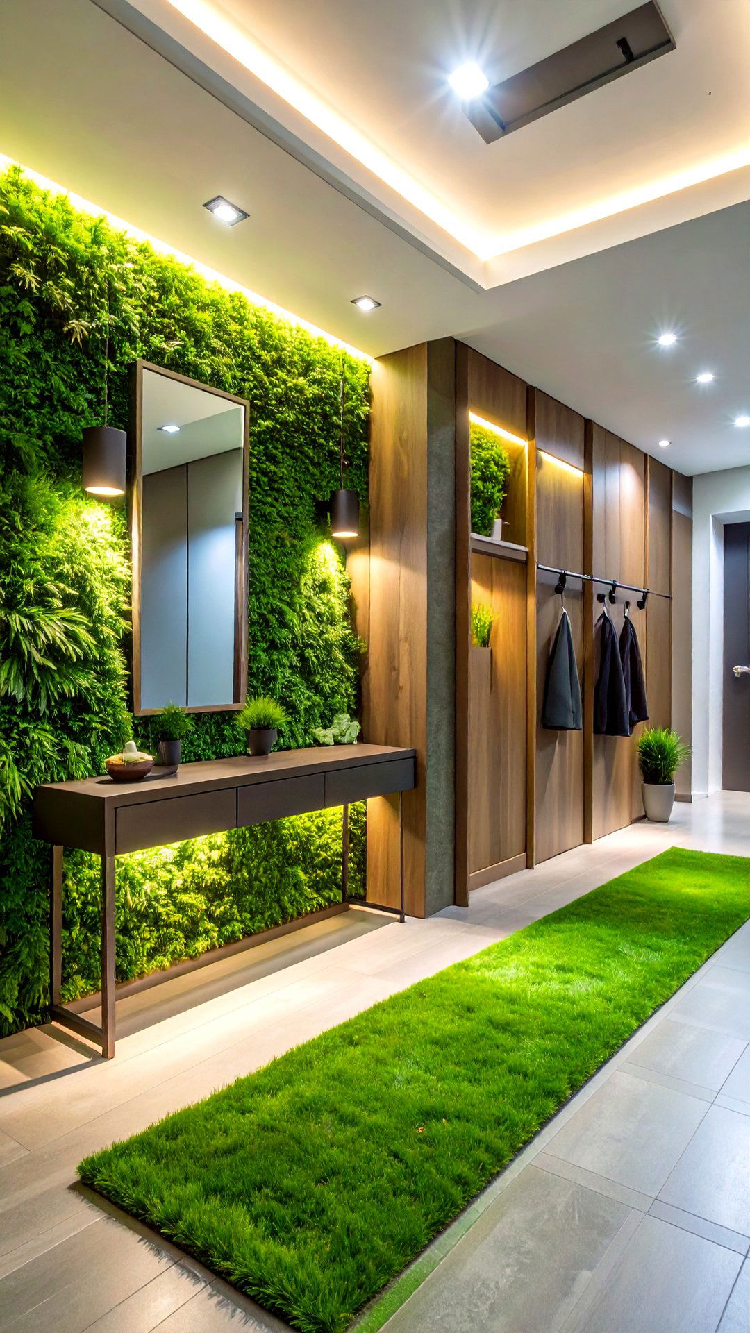Entryway Artificial Grass Wall Welcome - 25 artificial grass wall design ideas