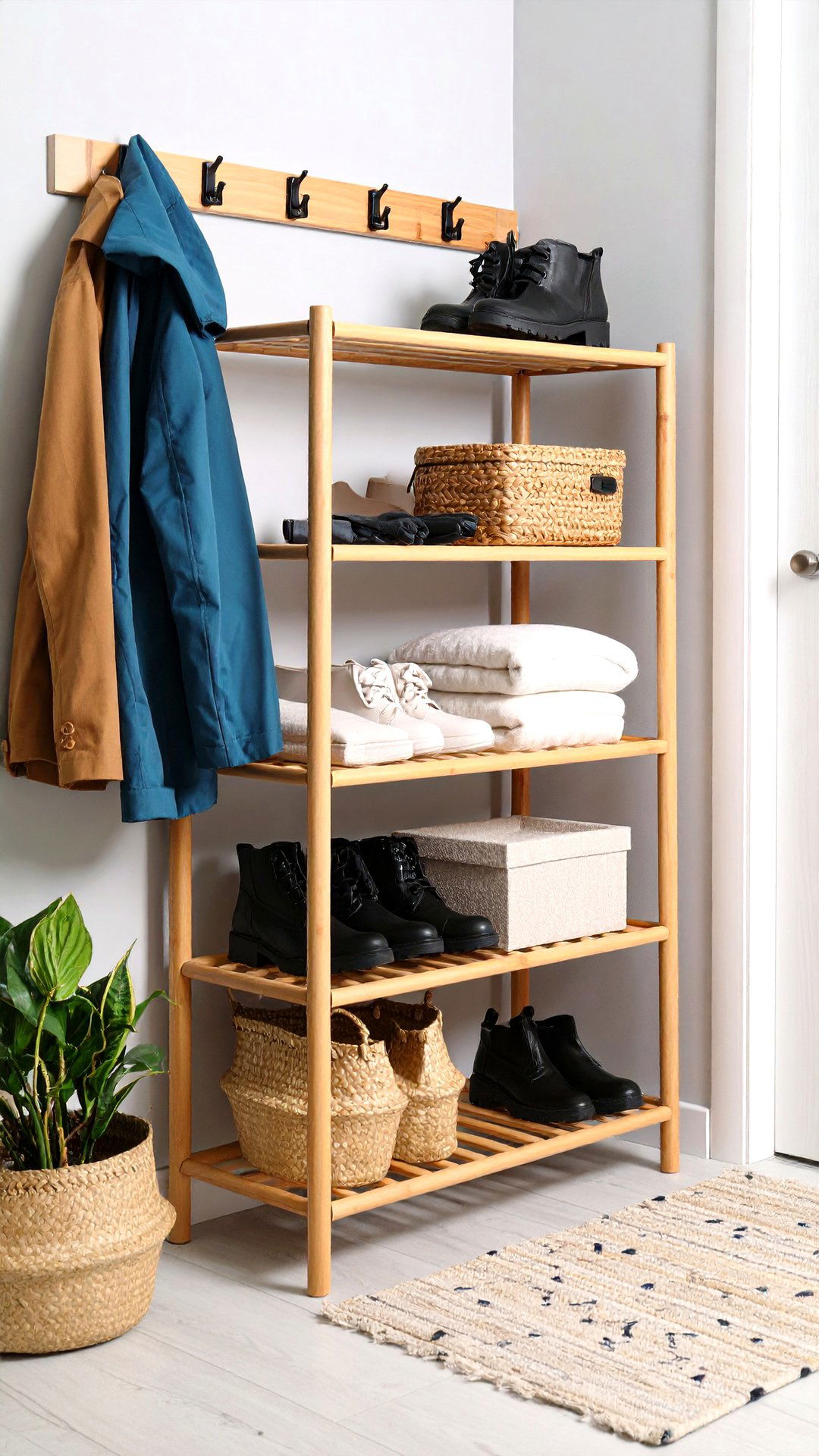 Entryway Shoe Drop Corner Shelf Stack - 25 corner shelf ideas