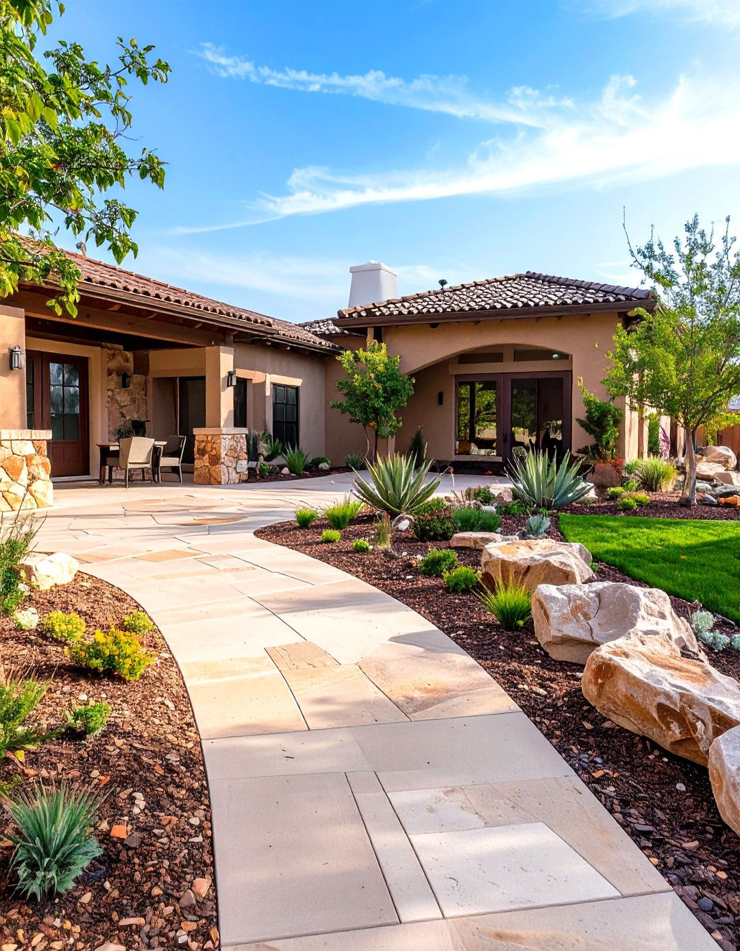 Epoxy Flake Neutral Painted Concrete Patio - 25 painted concrete patio ideas