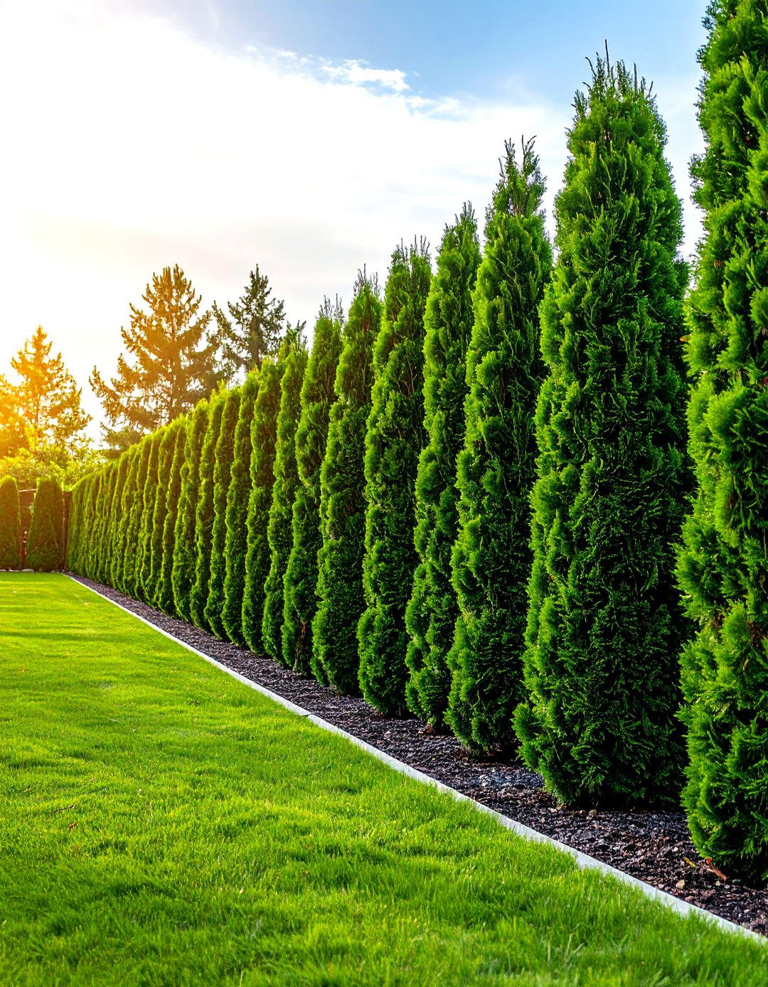 Evergreen Tree Row Living Privacy Screen - 25 outdoor privacy screen ideas