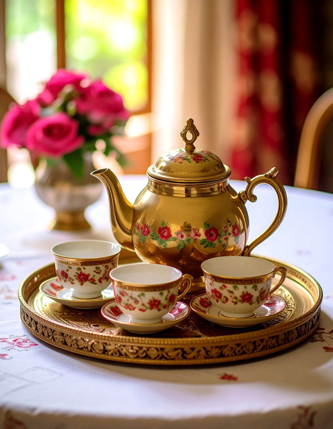 Everyday Teapot Vignette on the Dining Table - 25 dining table decor ideas
