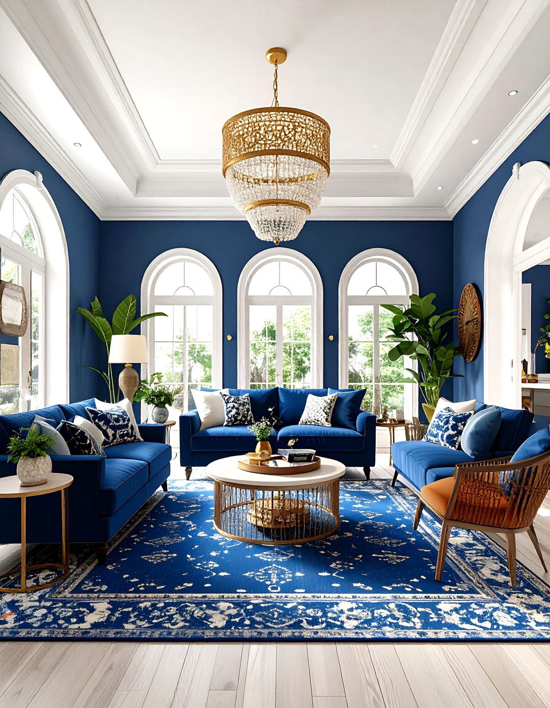 Expand a Petite Floorplan With Strategic Blues - 25 orange and blue living room ideas