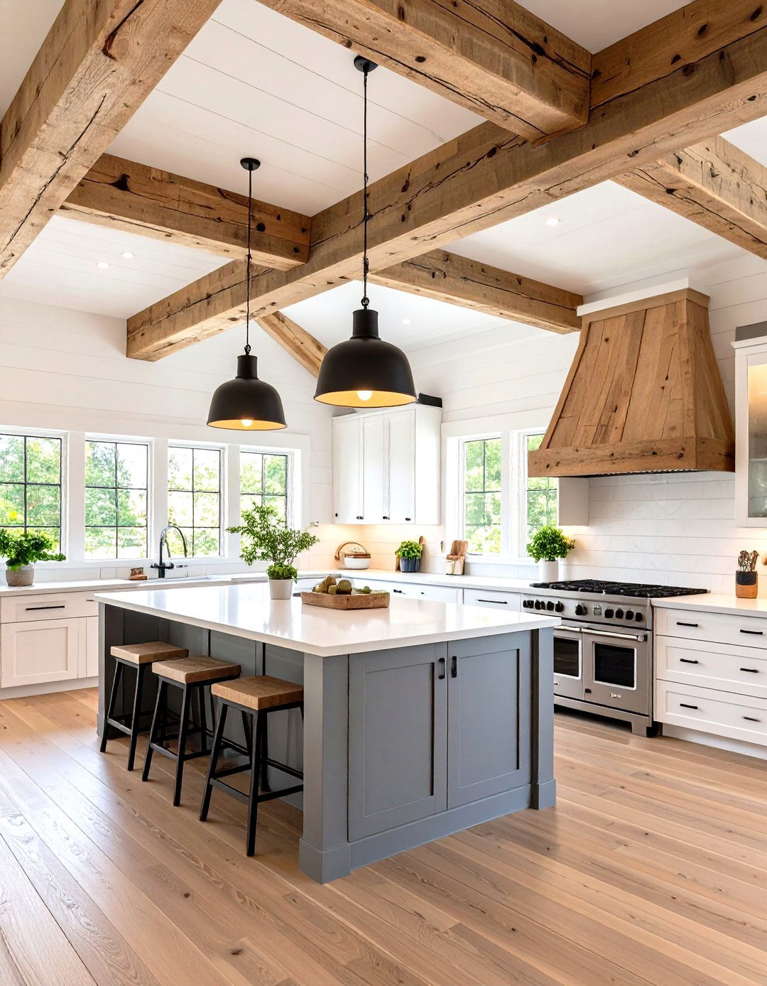 Expose Reclaimed Wood Beams for Instant Character - 25 farmhouse kitchen ideas
