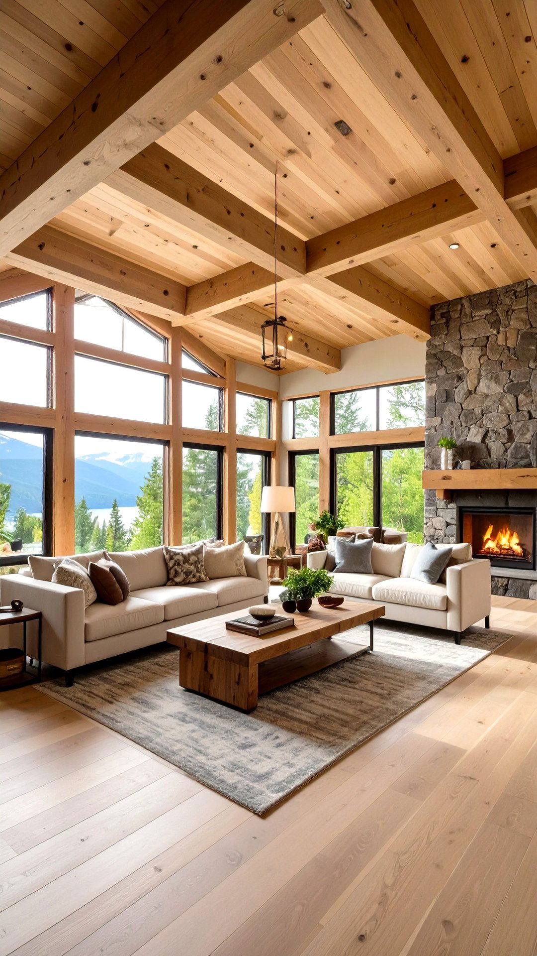 Exposed Beam Accent Ceiling Embraces Natural Strength - 25 accent ceiling ideas