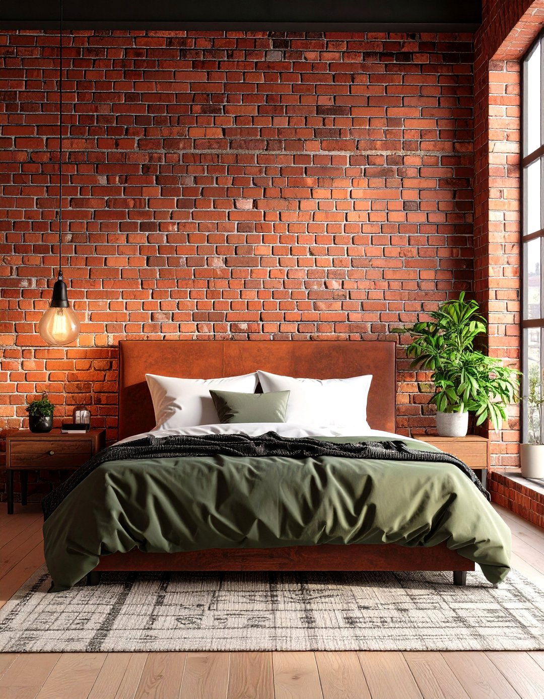 Exposed Brick or Faux Panels for Urban Edge - 25 no headboard ideas
