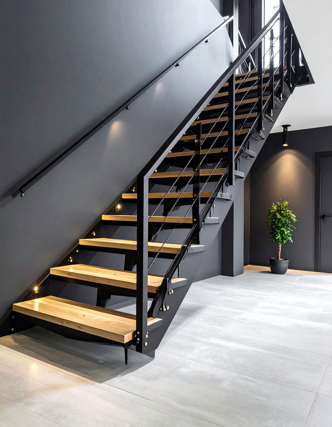 Exposed Steel Stringer for Industrial Flair - 25 open staircase ideas
