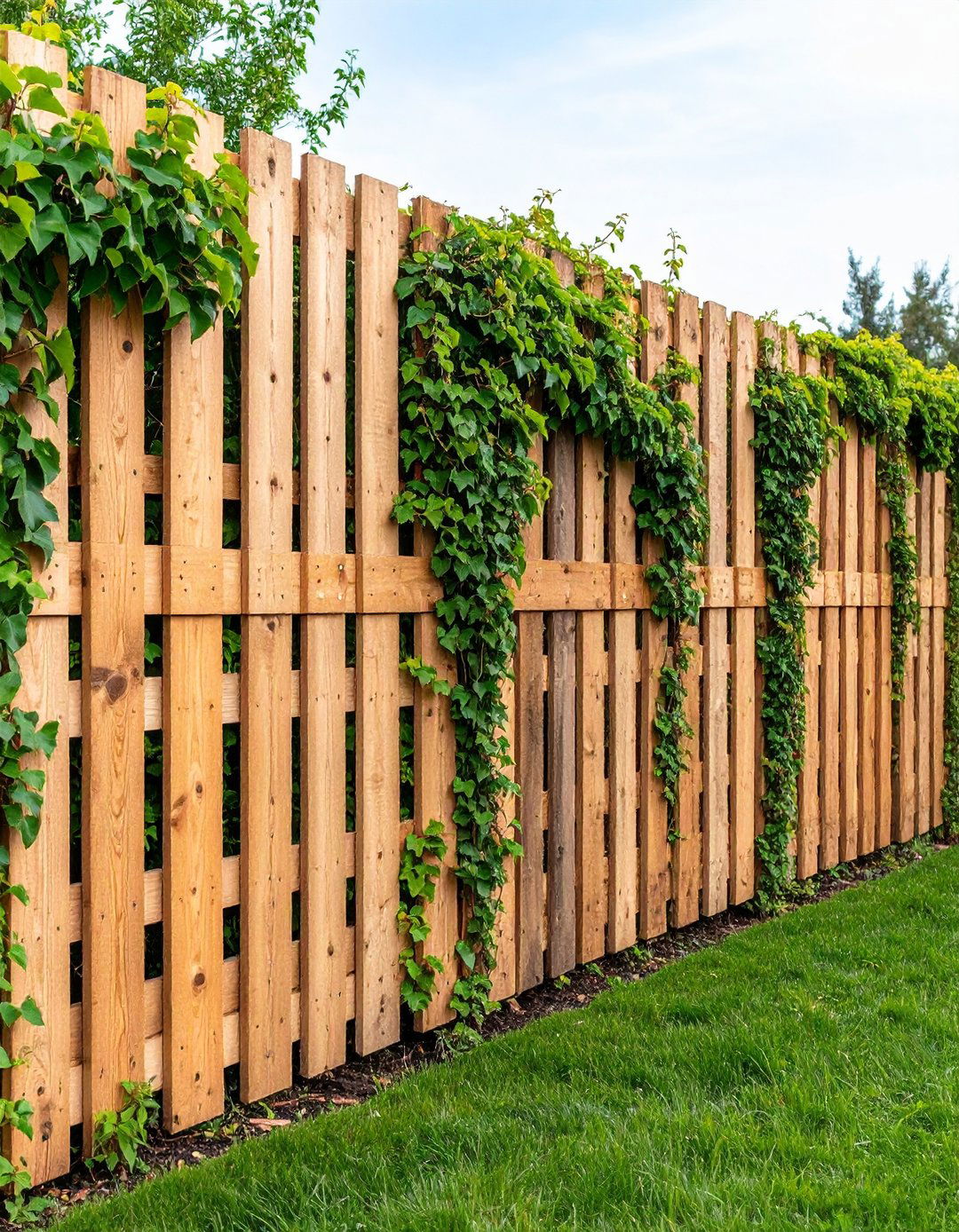 Extra Tall Ivy Backed Pallet Fence - 25 pallet fence ideas