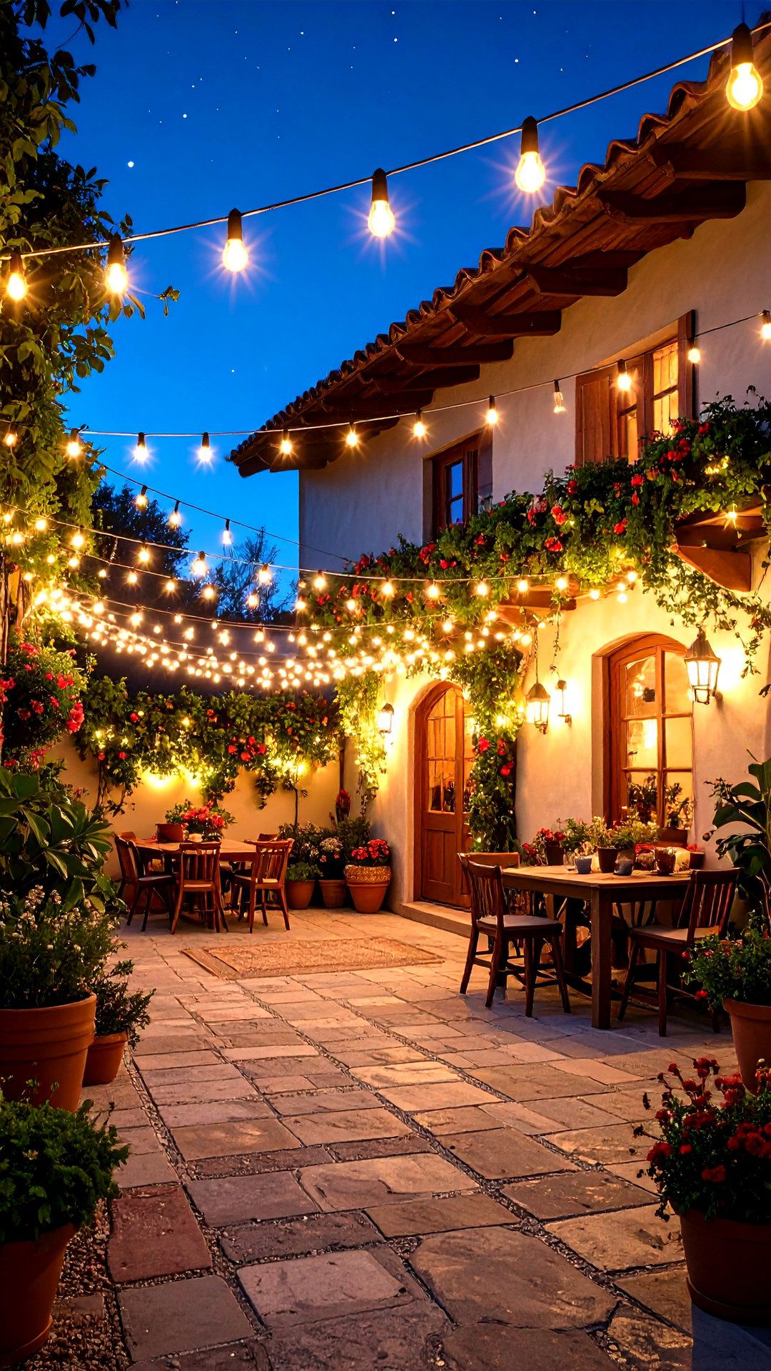 Fairy Light Canopy Enchants the Boho House Exterior Nights - 25 boho house exterior ideas