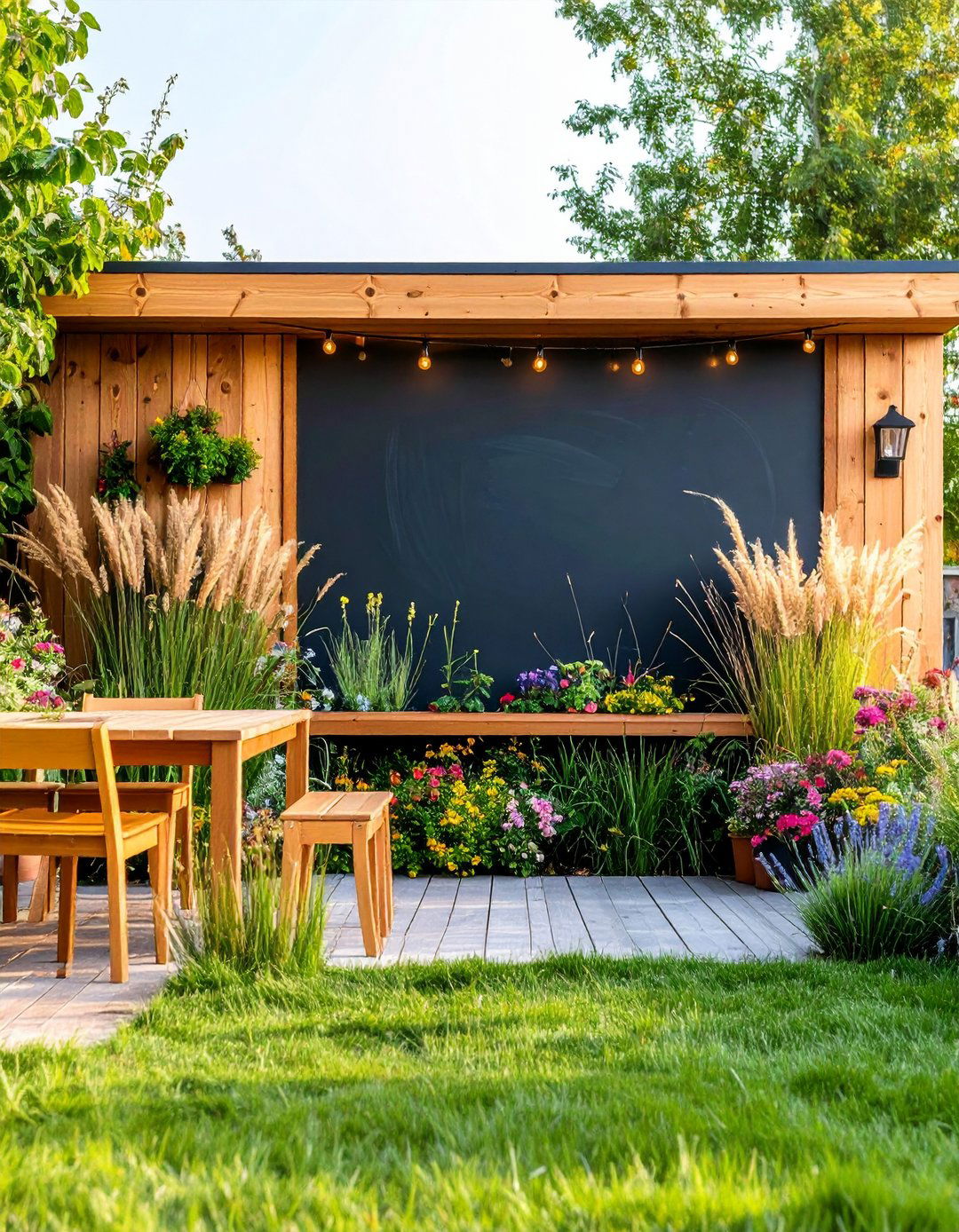 Family Friendly Chalkboard Courtyard Wall - 25 courtyard ideas