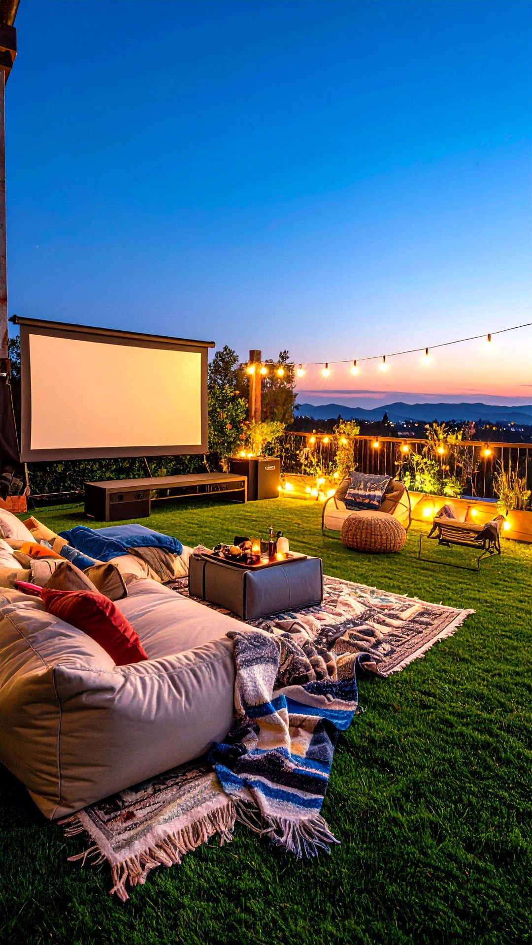Family Movie Night Lawn - 25 artificial grass balcony design