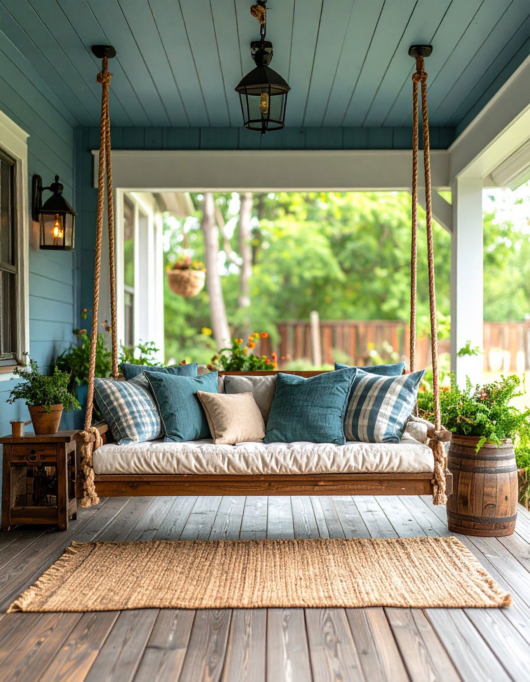 Farmhouse Covered Porch Swing Retreat - 25 covered porch ideas