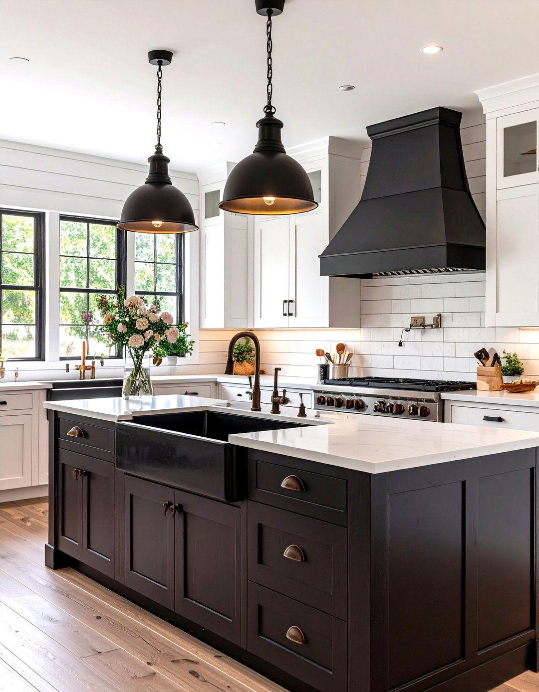 Farmhouse Inspired Black and White Kitchen - 25 black and white kitchen ideas