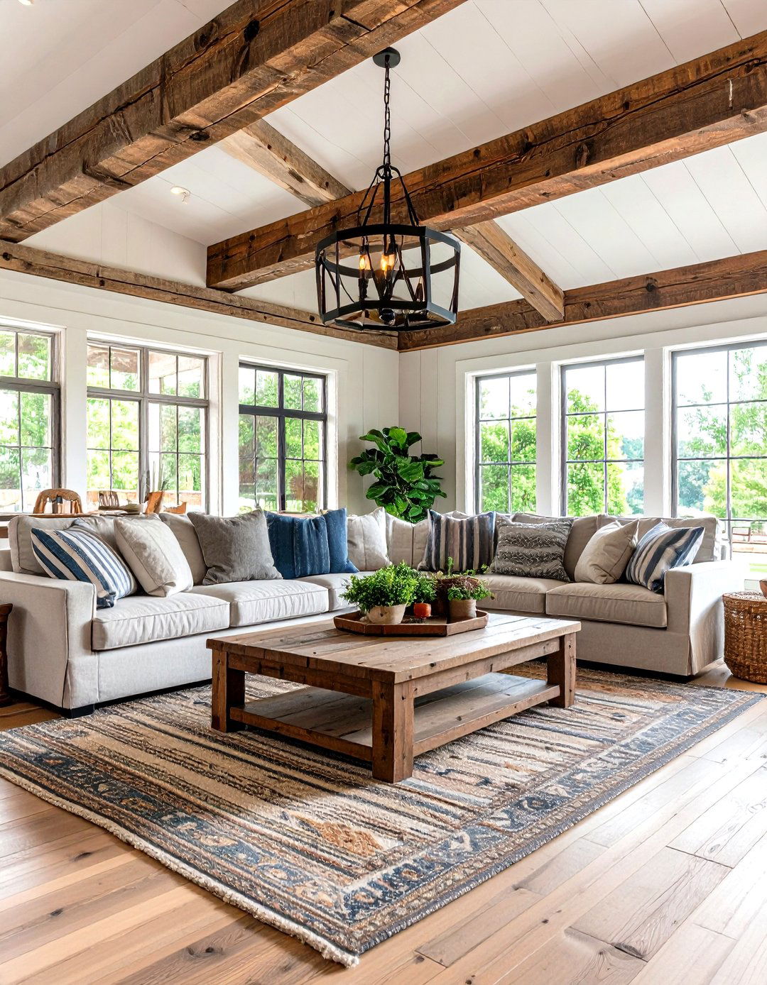 Farmhouse Neutrals Add Rustic Soul to a Modern Living Room - 25 neutral living room ideas