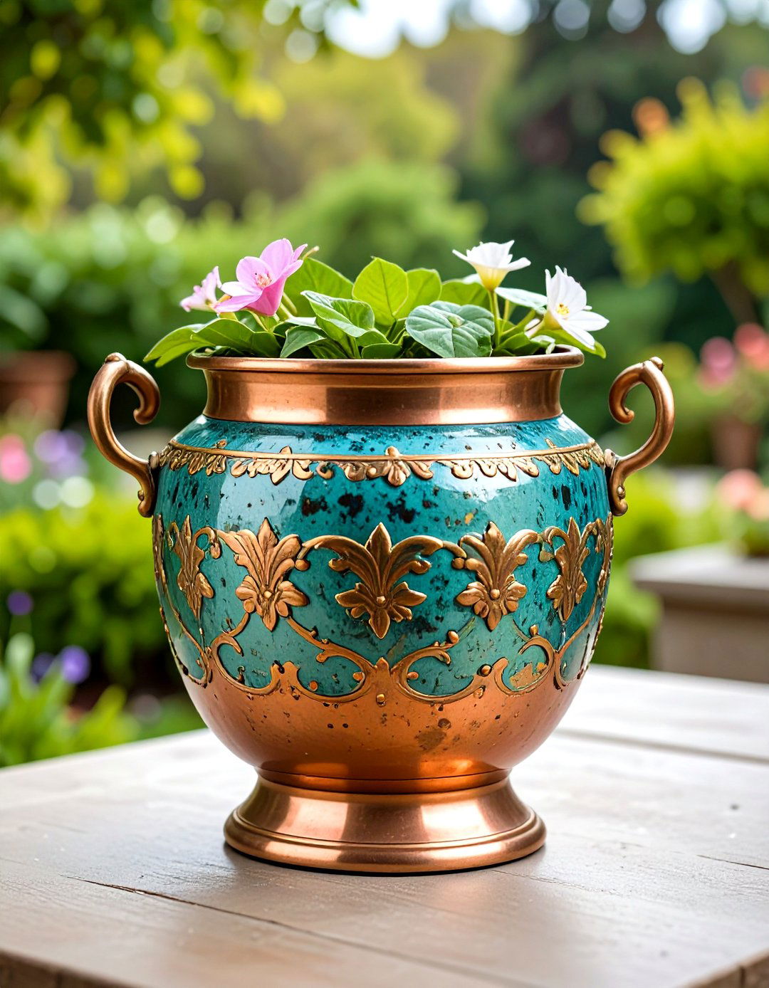 Faux Aged Patina Painted Pot - 25 painted pot ideas