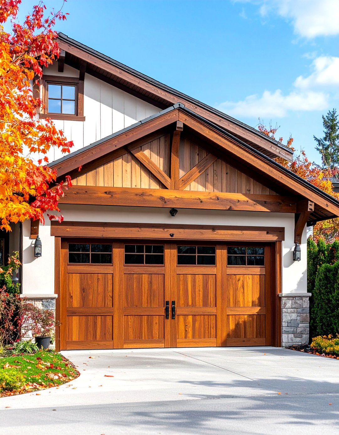 Faux Beam Carriage Style Trim - 25 exterior garage door trim ideas