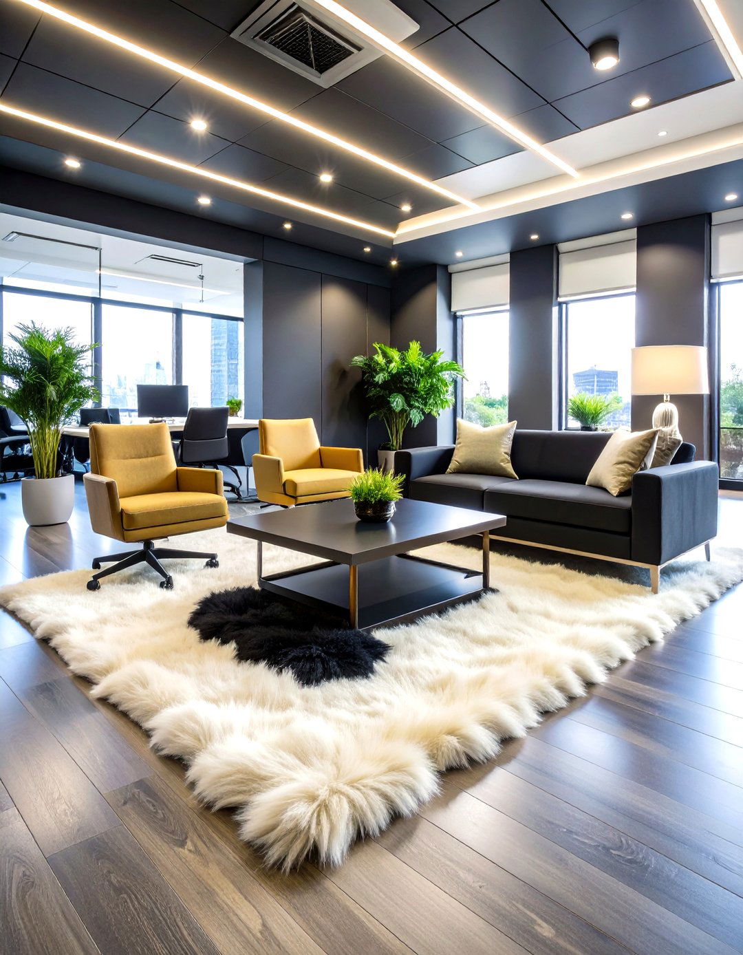 Faux Fur Rug for Luxurious Feel - 25 office rug ideas