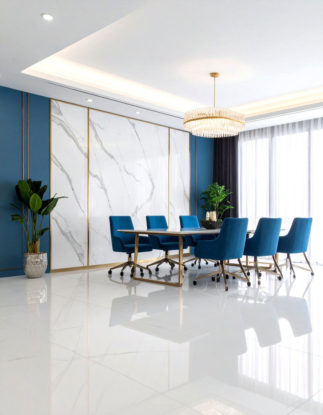 Faux Marble Peel Panels - 25 office accent wall ideas