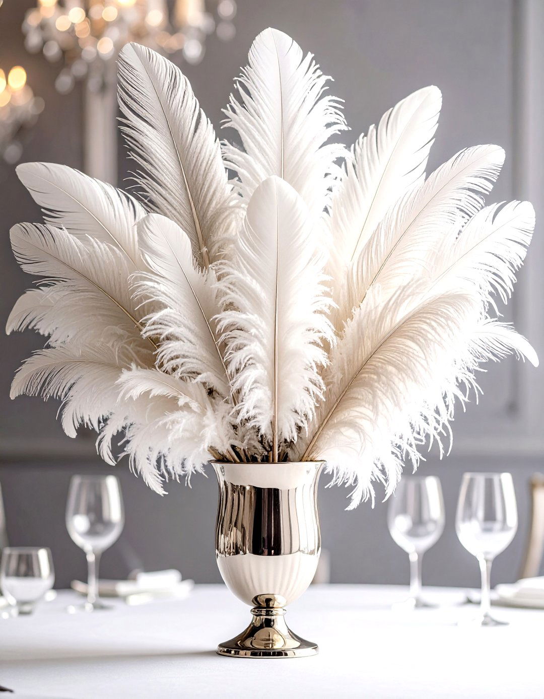 Feather Plume Elegance Centerpiece - 25 non-floral wedding centerpiece ideas