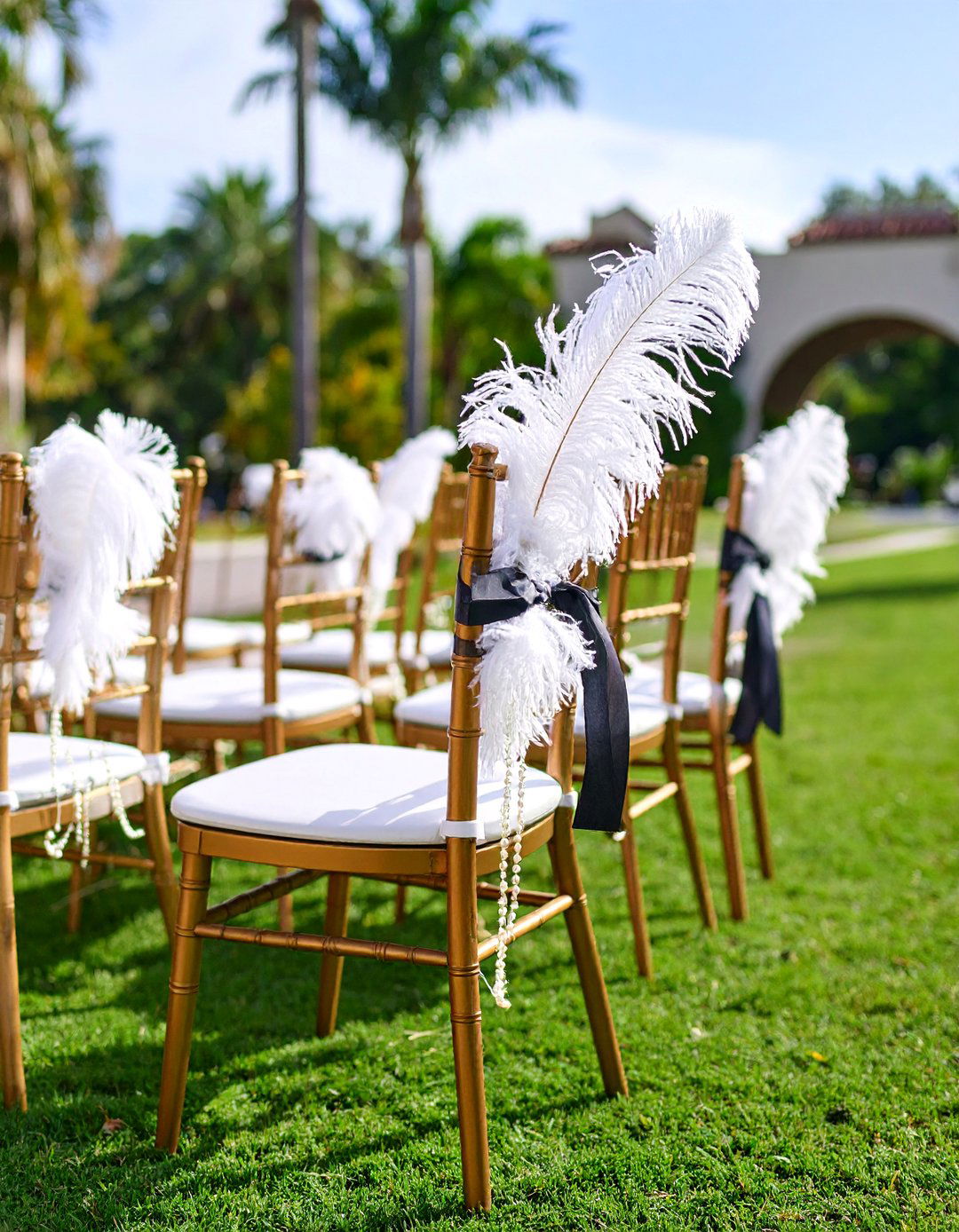 Feather Trimmed Chairs Evoke Gatsbys Extravagance - 25 art deco wedding ideas