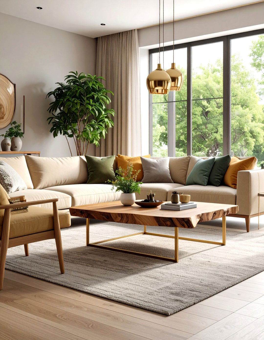 Feature a Live Edge Coffee Table - 25 organic modern interior design ideas