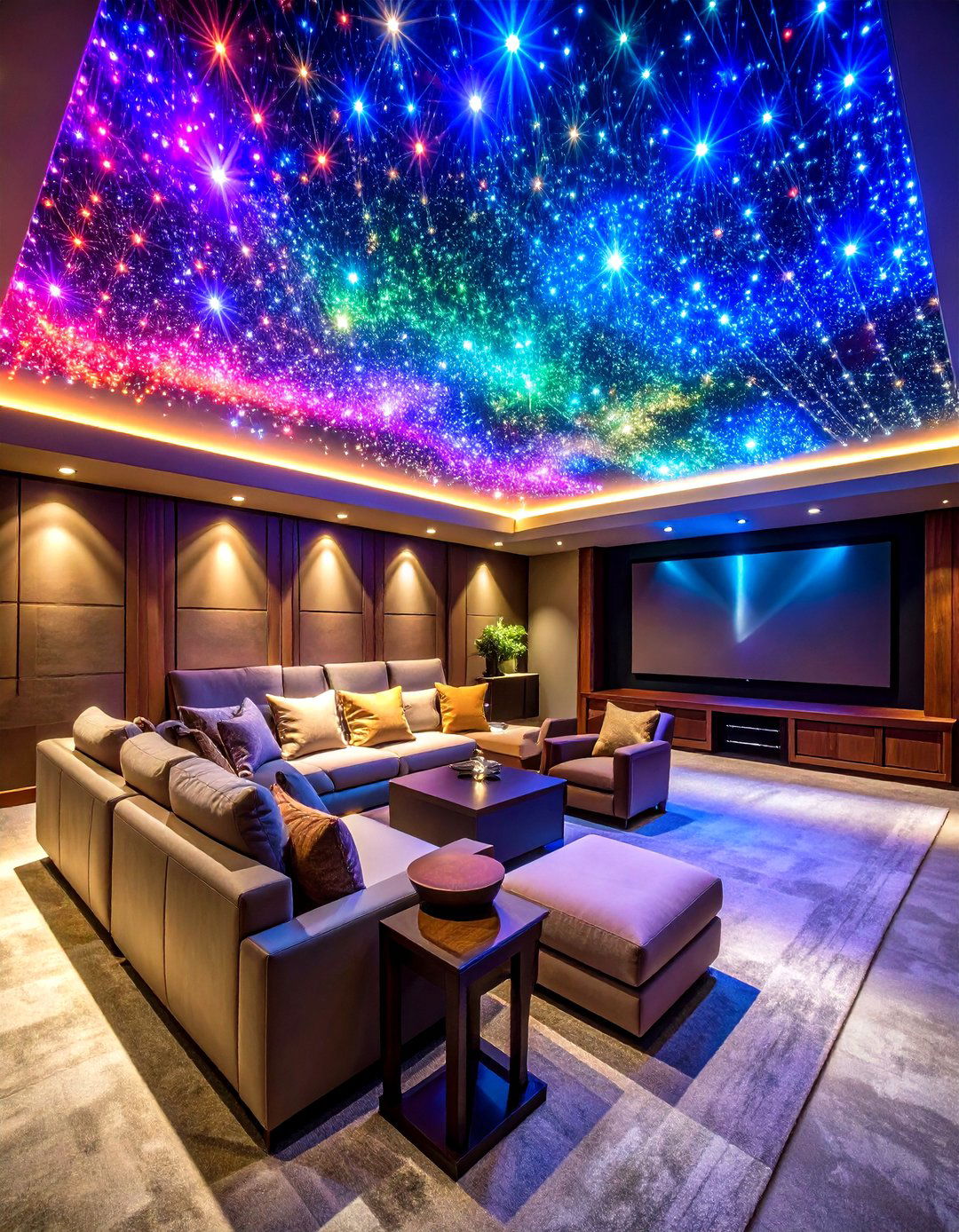 Fiber Optic Star Ceiling for Cinematic Nights - 25 basement lighting ideas