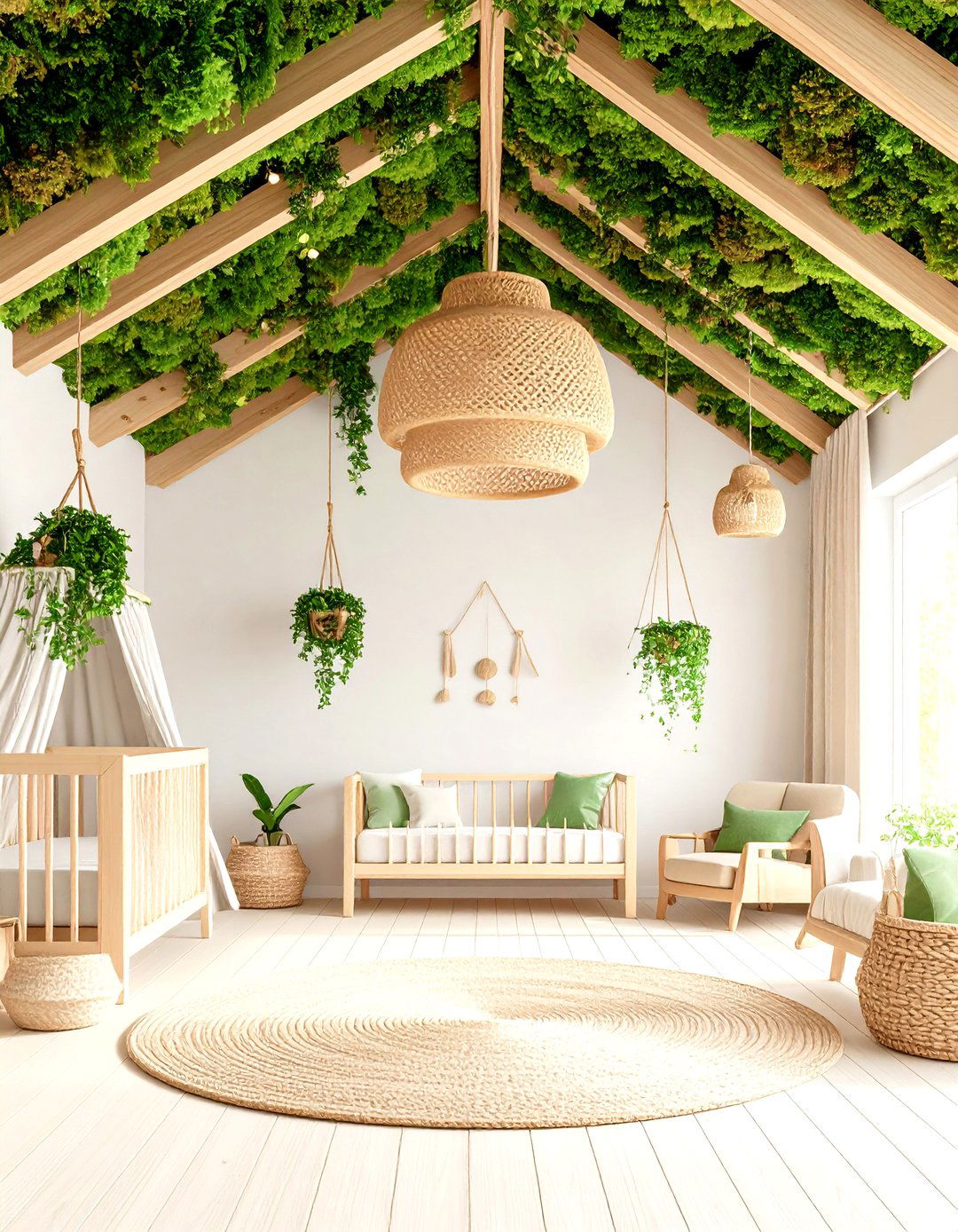 Fifth Wall Ceiling Drenched in Moss - 25 dark green nursery ideas