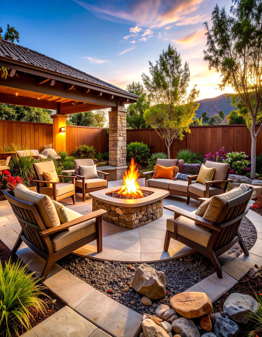 Fire Pit Centered Patio Lanai - 25 lanai porch & patio designs