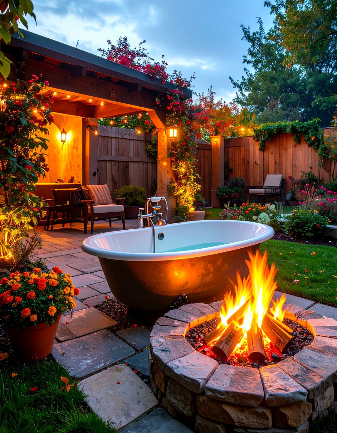 Fire Pit Edge Campfire Tub - 25 outdoor bathtub ideas