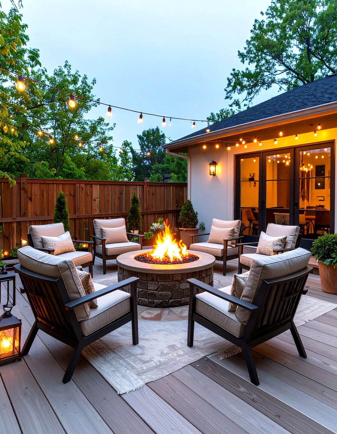 Fire Pit Gathering on Partially Covered Deck - 25 partially covered deck ideas