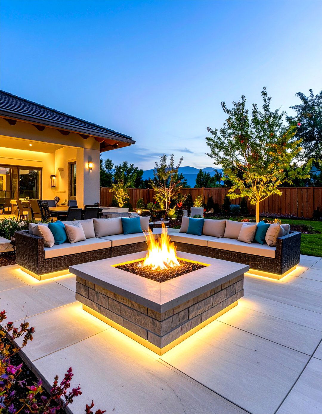 Fire Pit Glow Outdoor Lighting Layering - 25 outdoor lighting ideas
