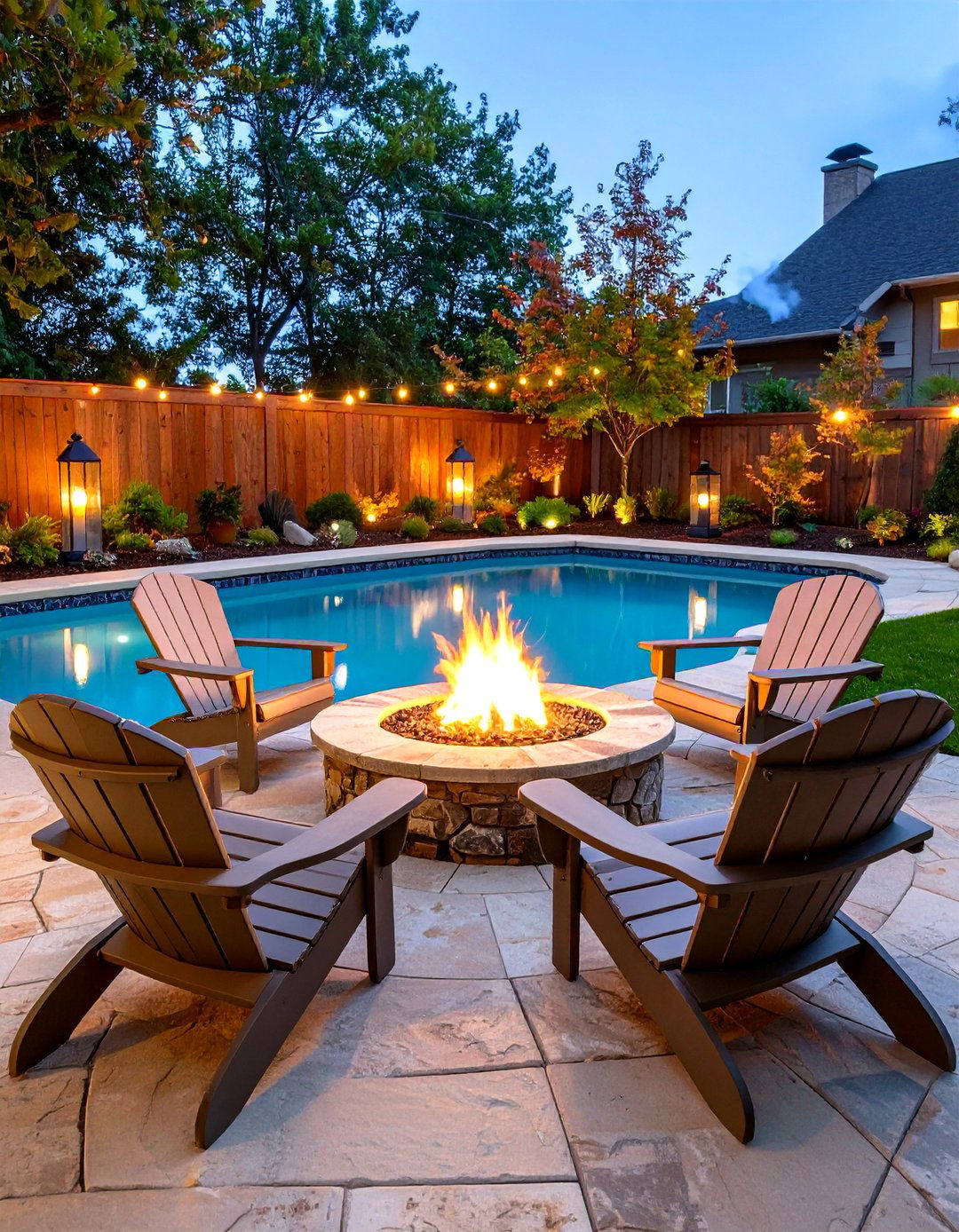 Fire Pit Lounge Adjacent to an Above Ground Pool - 25 above ground pool landscaping ideas