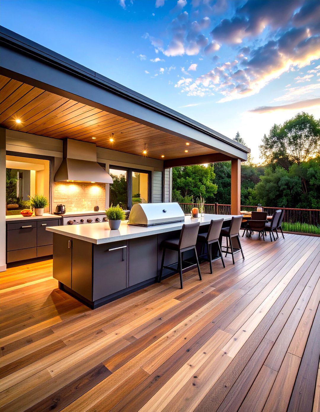 Fire Resistant Composite or PVC Boards Under the Kitchen Footprint - 25 outdoor kitchen on deck