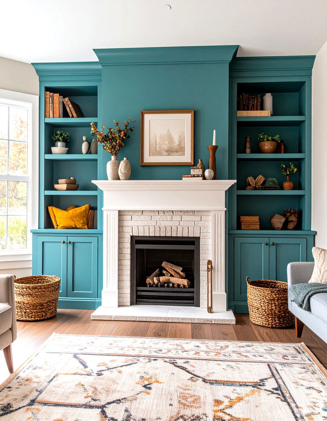 Fireplace Painted to Match Built Ins - 25 painted brick fireplace ideas