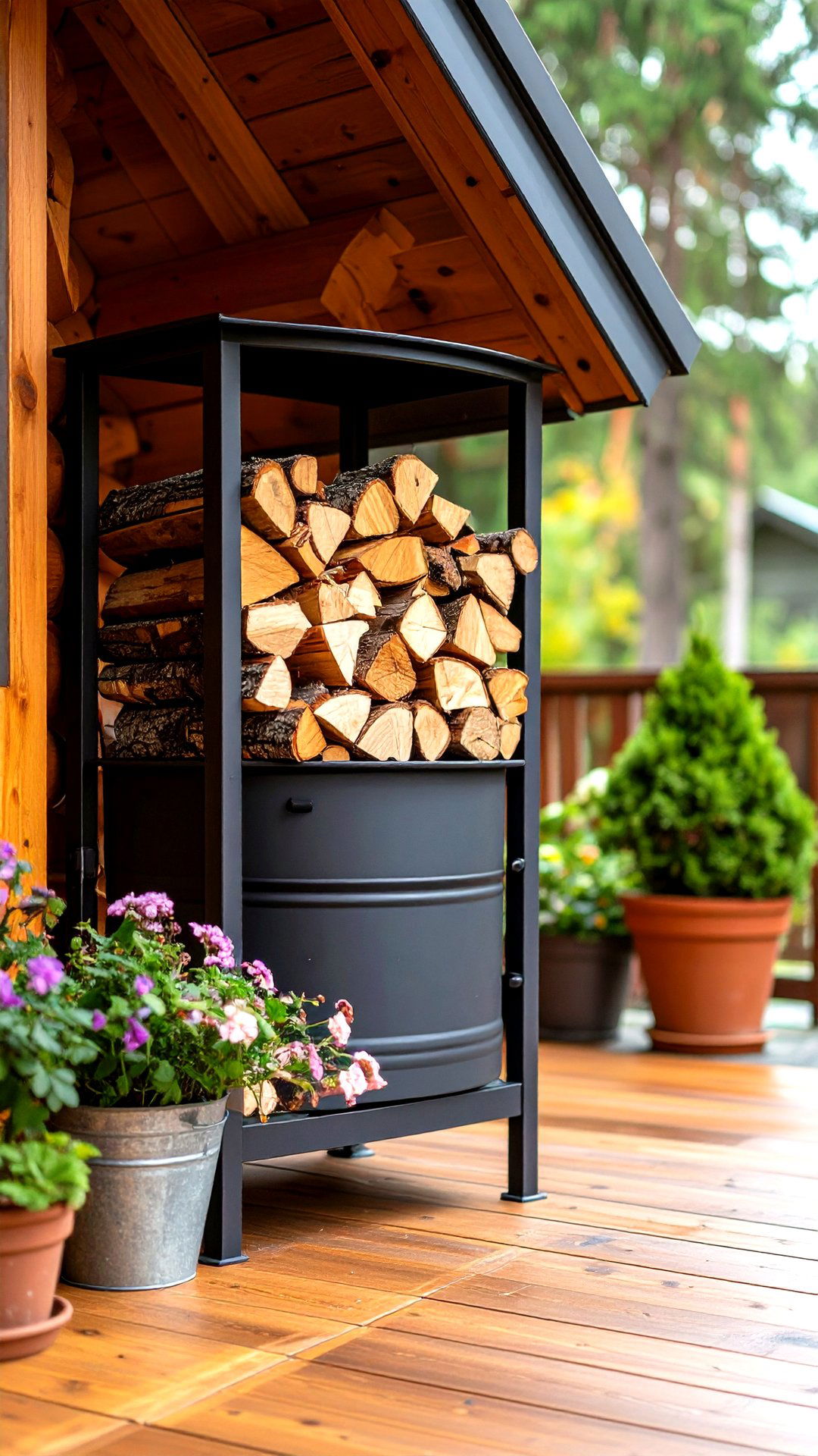 Firewood Storage Doubles as Design Feature - 25 cabin decor ideas