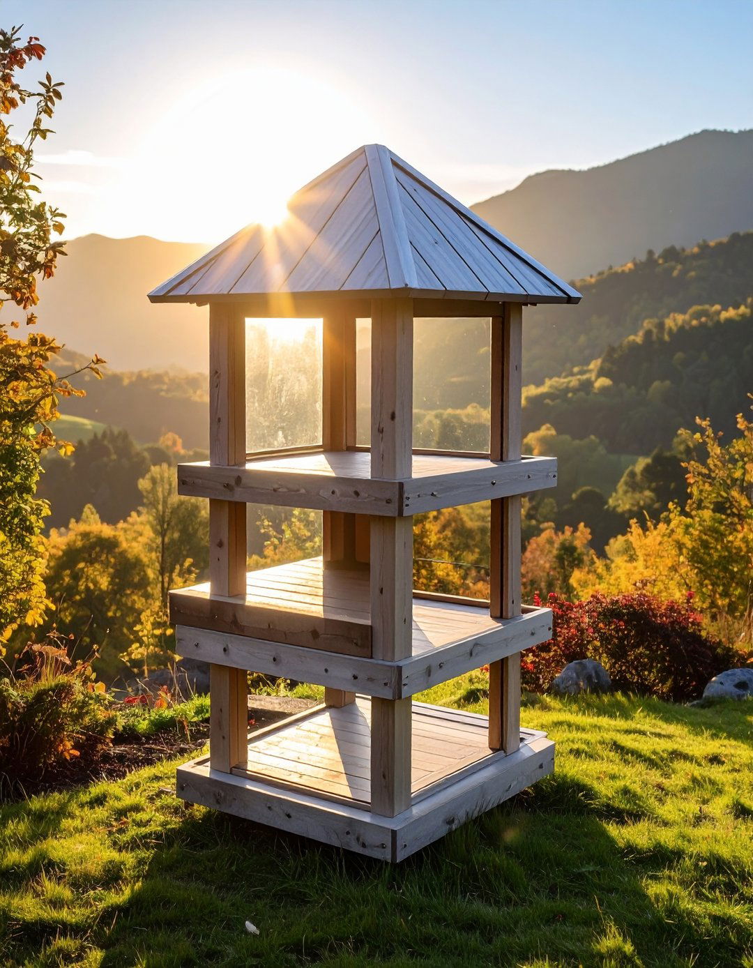 Five Perch Cedar Tower for Multi Cat Homes - 25 outdoor cat tree ideas