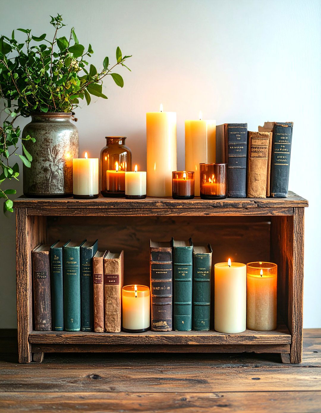 Flameless Candle LEDs Infuse Bookshelf Lighting with Tranquility - 25 bookshelf lighting ideas