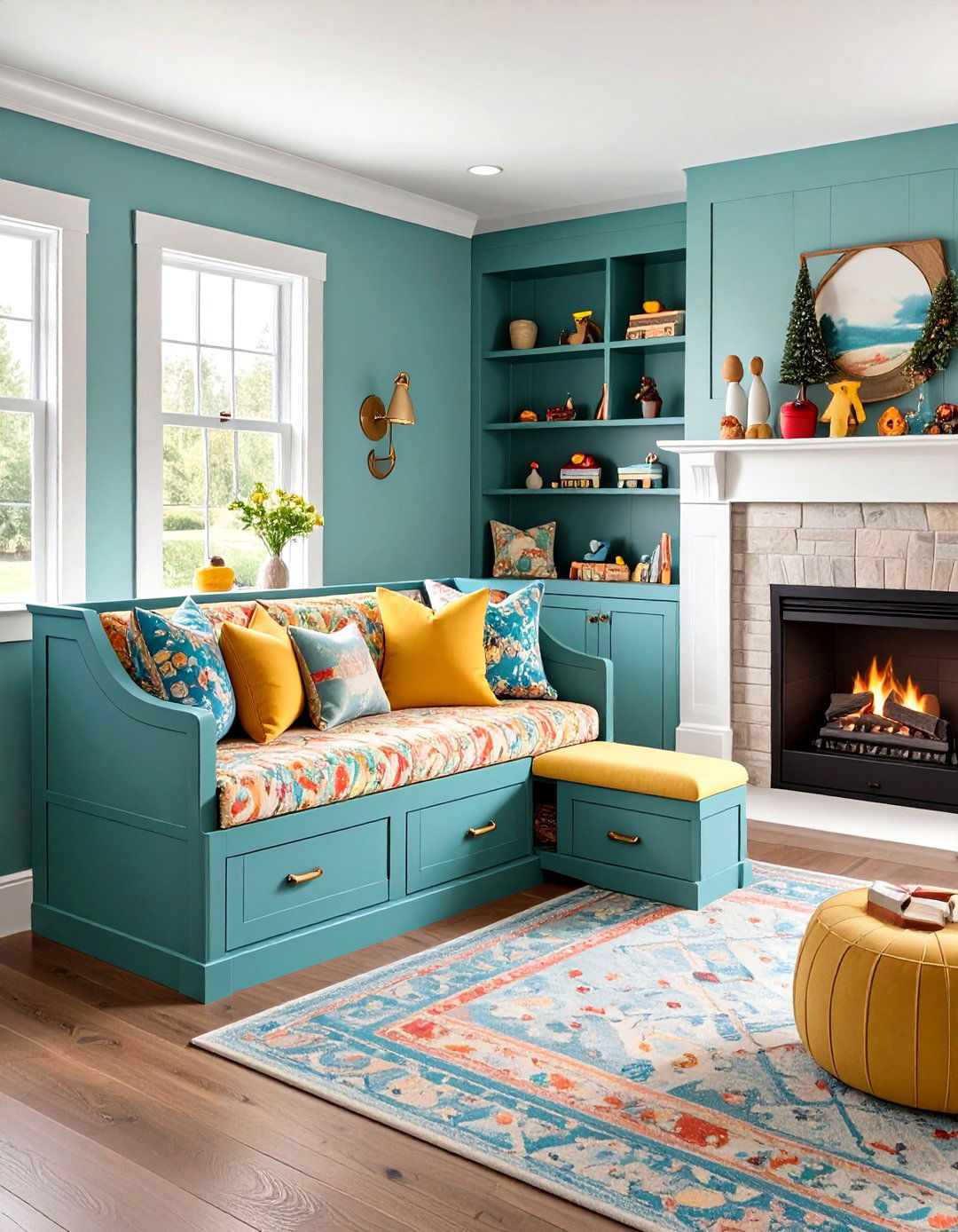 Flip Top Toy Storage Bench for Family Rooms - 25 fireplace bench ideas